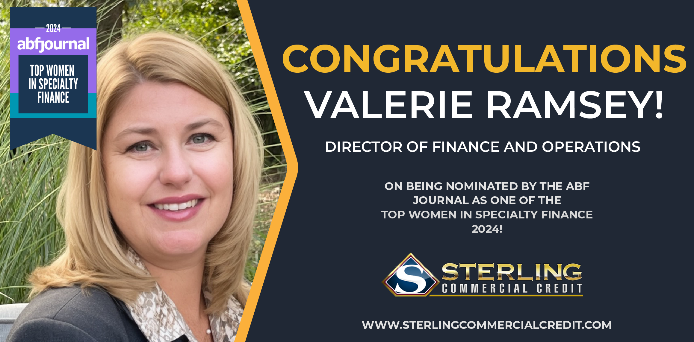 Sterling Commercial Credits' Own Valerie Ramsey Recognized as One of the 'Top Women in Specialty Finance' by ABF Journal for 2024